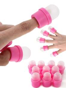 5Pcs Nail Soak Cap Clip, Wearable UV Gel Nail Polish Remover Wrap, Detachable Nail Art Tips Soaking Tool For Fingernail Dead Skin Removal, Manicure Salon & Home Use - Multicolor - View 7
