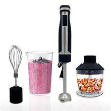 Immersion Blender - Handheld Stick Blender Whisk and Food Processor - Includes 3 Attachments 20 oz BPA-Free Jar and Storage Tray - Stainless Steel - Acero inoxidable - Ver 2
