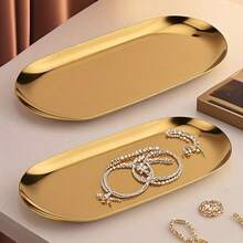 1/4 - Piece Gold Stainless Steel Multi - Purpose Tray. For Jewelry Storage & Food Serving, Ideal For Family Meals & Home Decoration - Gold - View 10