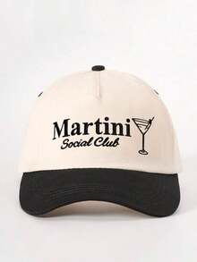 1 Women's Embroidered Baseball Cap With Martini Glass Pattern And Contrasting Colors, Adjustable Outdoor Casual Hat, Suitable Spring And Autumn Travel And Beach, Unisex - 棒球帽 - 查看 9