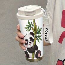 1 Piece 18 Oz 304 Stainless Steel Insulated Bottle With Lid And Straw  Cute Panda Design, Durable And LeakProof, Suitable Travel, Hiking, Cycling, Office Use  Sports Enthusiasts, Outdoor Camping, Hiking Gear, Travel Drinkware, Fun Design, Secure Lid Design - 彩色 - 查看 3