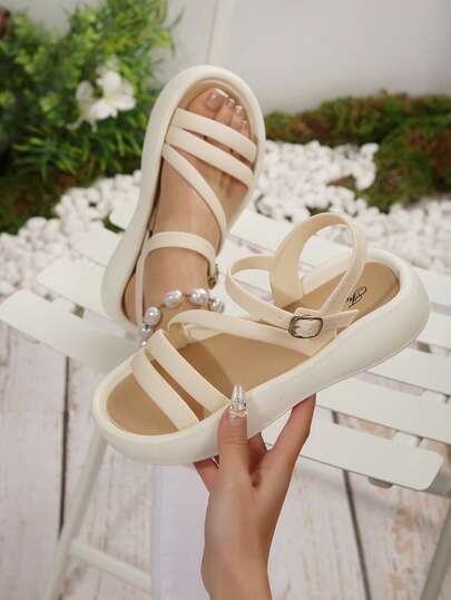 新款厚底罗马凉鞋，夏季百搭细带搭扣凉鞋，轻便舒适的女士厚底鞋