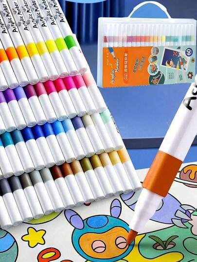 3/12/24/36/48 ألوان من أقلام الطلاء الأكريليك، مناسبة للرسم والفن والإبداع DIY، مقاومة للماء، قابلة للغسيل، يمكن استخدامها على القماش والزجاج والسيراميك والبلاستيك وأغلب الأسطح. موسم العودة إلى المدارس