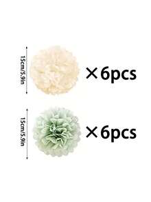 Conjunto de 12 peças para decoração de casamento, incluindo bolas de flores de papel e bolas de pelúcia para festas de casamento, fundo para festas, decoração de flores de papel, adereços para cenários, decoração externa, decoração suspensa, decoração de mesa, ideal para casamentos, festas de aniversário, decoração de casa, decoração de quarto de noivos, cenário para fotos e aniversários. - multicolorido - Ver 12