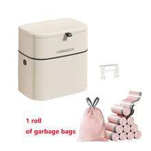 1 thùng rác màu trắng tối giản, thiết kế nắp lật hai chức năng gắn tường, thích hợp cho nhà bếp, văn phòng, phòng tắm, quà tặng dịp lễ Eid, Phục sinh, Giáng sinh. - trắng - Xem 7