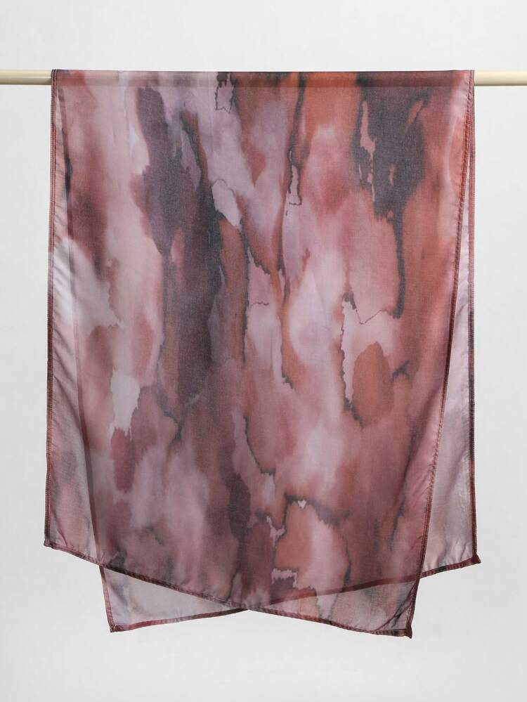 1条女士波西米亚水彩印花围巾，轻盈雪纺披肩，优雅百搭日常围巾（此款围巾采用单面印花雪纺面料，尺寸为70*180厘米。佩戴效果因人而异。请注意，我们不接受因材质或尺寸问题而提出的退货。） - 紅色 - 查看 11