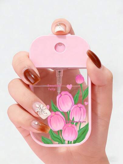 新款郁金香图案透明PET喷雾瓶，香水喷雾器，卸妆液补充装瓶，保湿喷雾瓶，适用于指甲油、卸妆液、爽肤水等，可重复使用，旅行必备，完美旅行配件，节日礼物，新年礼物（送给老师、朋友、情侣），旅行喷雾瓶，香水补充装瓶，香水喷雾器，旅行配件，宿舍必备，适用于客厅、卧室、浴室，旅行配件，婚礼，夏季海滩旅行必备