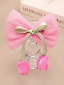 4pcs/Set Colorful Tulip Flower & Bow Hair Clips, Cute Sweet Student Hair Accessories, Gift For Girls, Spring/Summer - Multicolor - View 5