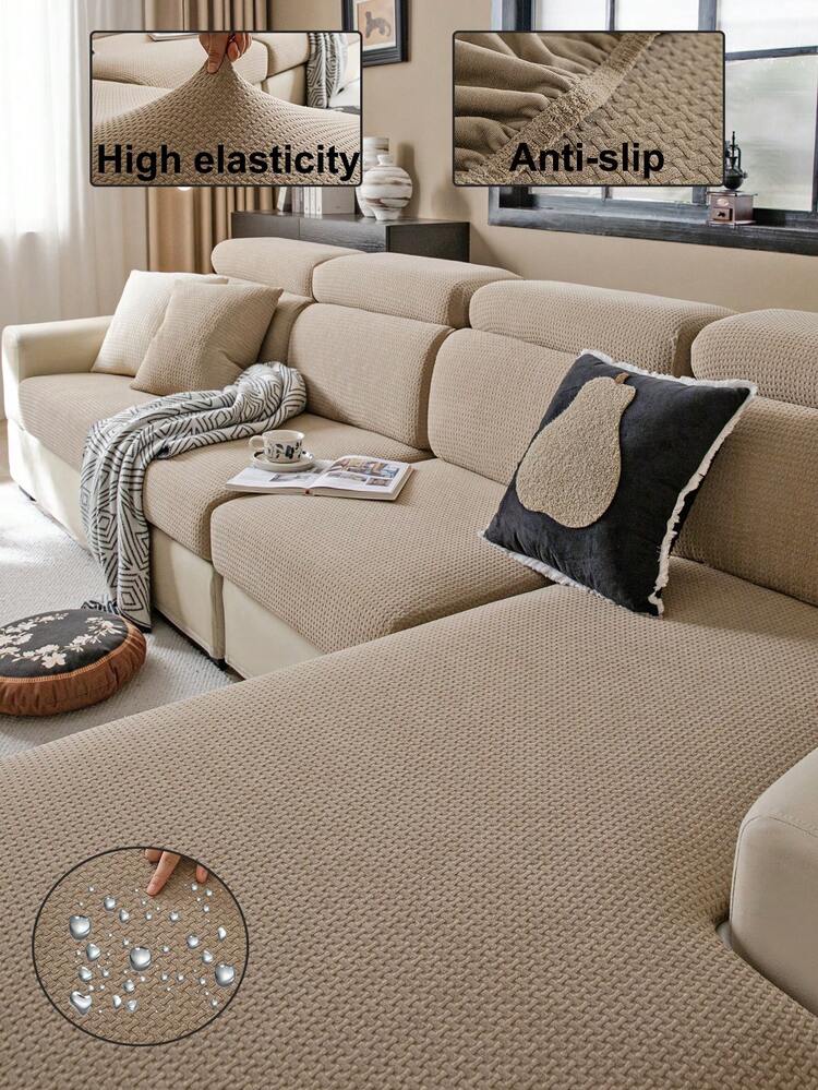 1 bộ bọc ghế sofa màu trơn, chất liệu nhung mềm mại, có chun co giãn, ấm áp và thoải mái, phong cách tối giản hiện đại, thân thiện với thú cưng, chống trượt và chống bẩn, phù hợp cho phòng khách, phòng ngủ, phòng học, ghế sofa 1-4 chỗ ngồi có tay vịn và tựa lưng. - Màu Khaki - Xem 4