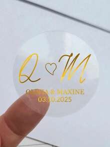 Nhãn dán tên/ngày cưới tùy chỉnh, nhãn dán tròn cá nhân hóa, nhãn dán cưới có thể tùy chỉnh, nhãn dán cảm ơn - Nhiều màu - Xem 8