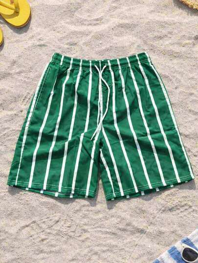 男士休闲条纹沙滩短裤一件装，夏季款式