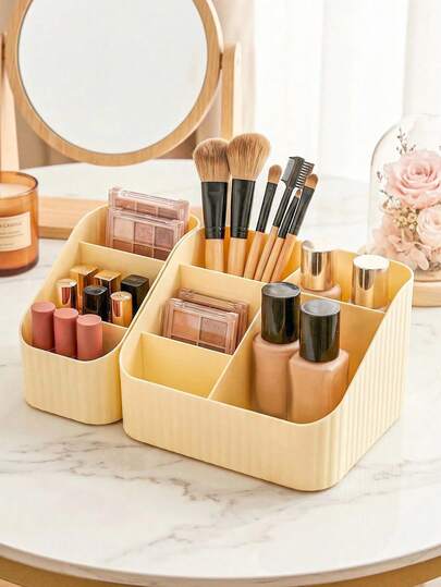 2pcs Makeup Storage Box, Desktop Organizer, Office Stationery Holder, Makeup Display Rack, Multi-Function Cosmetic Box For Nail Polish, Lipstick, Beauty Tools And Skincare, Back To School, Mother's Day Gift