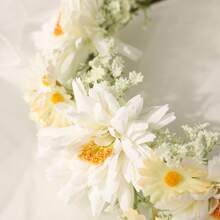 Băng đô cài tóc kiểu Bohemian với vòng hoa trắng, phụ kiện cưới cho cô dâu. - trắng - Xem 3