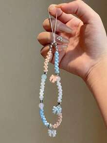 可爱蝴蝶串珠手机壳挂链，DIY串珠相机挂绳，防丢链 - 彩色 - 查看 1