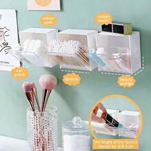 8pcs Wall Mounted Cotton Pad Dispenser, Cotton Ball Storage Box, Cotton Pad Container For Storing Cotton Balls, Dental Floss, Hair Clips, Rubber Bands And Clips - Multiple Styles - View 4