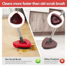 Spin Mop Replacement Set Compatible With O-Ceda EasyWring 1-Tank Spin Mops 2 Microfiber Mop Head Refills Adjustable 30 58 In Stainless Steel Handle Scrubber Brush Head And Spin Base M Round - Red - View 6