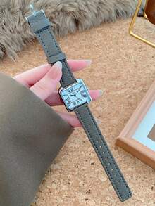 1 件女士椭圆形罗马数字休闲优雅石英表，适合日常佩戴 - 灰色 - 查看 3