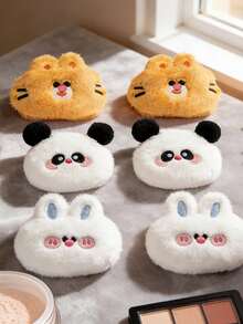 3/6/9pcs Cartoon Animal Plush Powder Puffs - Panda, Rabbit, Tiger Plush Powder Puffs, Non-Clumping Easy To Apply, Professional Setting Makeup Tool For Loose Powder/Compact Powder, Suitable For Beginners And Makeup Enthusiasts - Multicolor - View 5