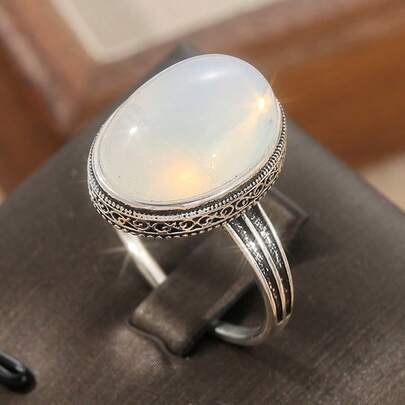 1 szt. Klasyczny, minimalistyczny wzór, grawerowany damski pierścionek, owalny, minimalistyczny dodatek do biżuterii, uniwersalna biżuteria do codziennego noszenia, idealny prezent świąteczny