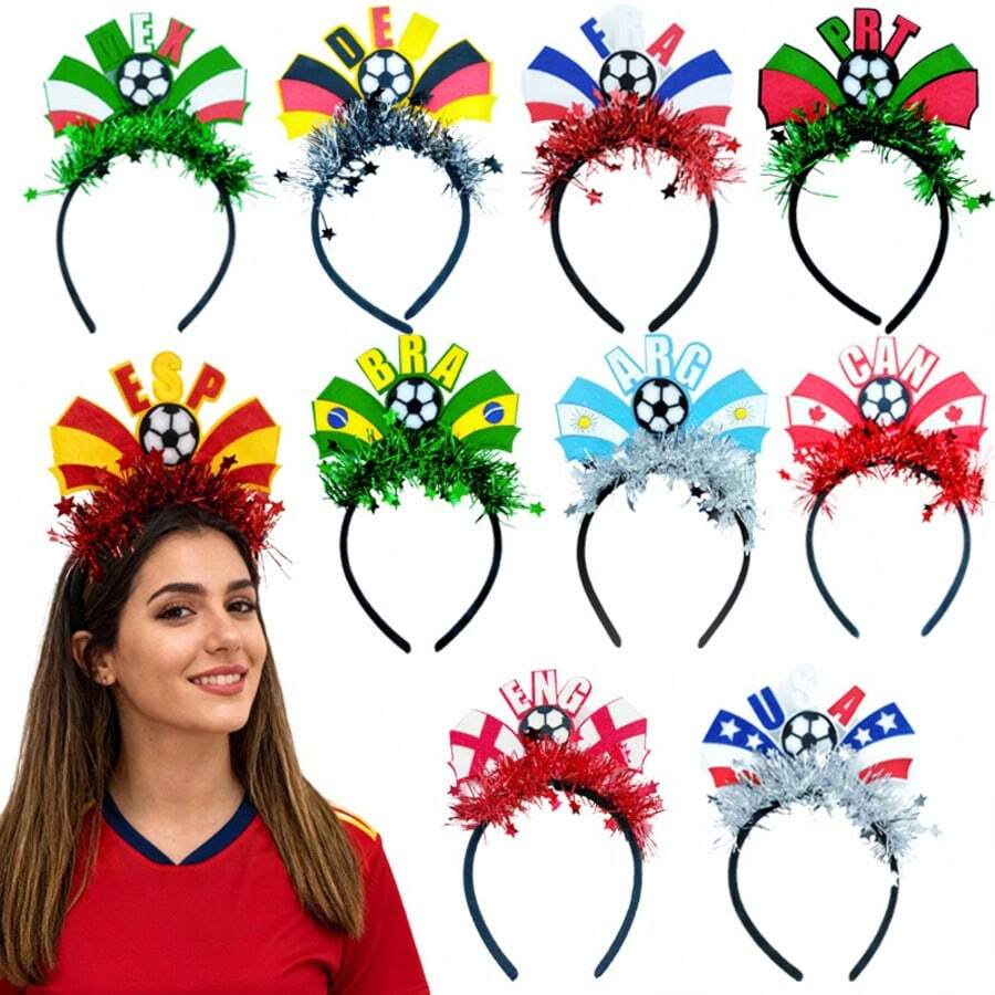 3pcs/Set 2026 World Cup Fan Headbands, National Flag Team Cheer Headwear - Multicolor - View 1