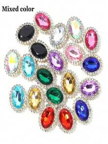 10/30/50 piezas Multicolor Lágrima Gota Rhinestone Adornos con Respaldo de Metal Dorado, Gemas Acrílicas Brillantes para Manualidades DIY, Ropa y Decoraciones de Boda - Multicolor - Ver 6