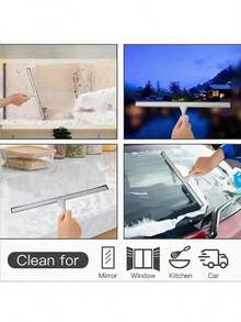 Stainless Steel Multi-Purpose Shower Squeegee, Replaceable Rubber Blade For Cleaning Glass, Handheld Shower Water Wiper, Suitable For Glass, Bathroom, Windows And Car Windows - Multicolor - View 4