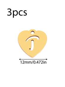 3个/套 心形吊坠 不锈钢英文字母吊坠 A-Z 字母饰品，适用于手工手链、耳环等珠宝制作 - 吊墜 - 查看 18