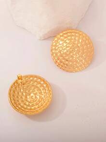 1 Đôi bông tai đinh tán bằng thép không gỉ với họa tiết đan xen phóng đại, thích hợp cho phụ nữ đeo trong các bữa tiệc. - Nhiều màu - Xem 3