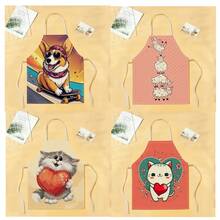 1 chiếc tạp dề họa tiết mèo, tạp dề in hình ngộ nghĩnh, thời trang, tạp dề nhà bếp, nấu ăn, dọn dẹp, tạp dề gia đình sáng tạo. - Nhiều màu - Xem 1