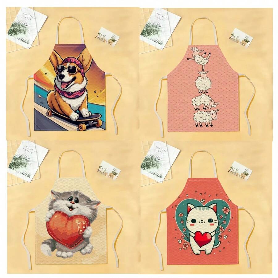 1 chiếc tạp dề họa tiết mèo, tạp dề in hình ngộ nghĩnh, thời trang, tạp dề nhà bếp, nấu ăn, dọn dẹp, tạp dề gia đình sáng tạo. - Nhiều màu - Xem 1