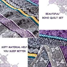 Boho Quilt Set King Size Purple Bohemian 3 Pieces Quilt Sets Lightweight Bedspread Coverlet Bedding Set for All Season 103"x90" - Morado - Ver 7