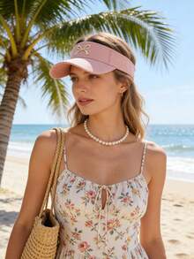 1 chiếc mũ chống nắng mùa hè cho nữ, kiểu dáng dễ thương, thêu nơ, vành rộng, thích hợp cho kỳ nghỉ. - Nhiều màu - Xem 4