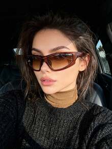 1pc Unisex Y2K Style Asymmetric Futuristic Fashion Fashion Glasses - Multicolor - View 5