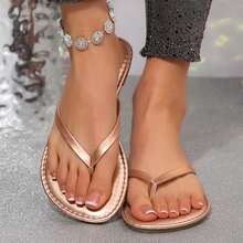 Womens Flip Flops Thong Sandals Shoes Flats For Ladies Slides Lightweight Slippers Summer Casual Beach Dressy Sandals - 玫瑰金 - 查看 8