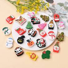 10pcs Holiday Silicone Beads, Christmas & Halloween 2D Flat Beads, DIY Creativity Bracelets Necklaces Bag Charms And Craft Projects - Multicolor - View 5