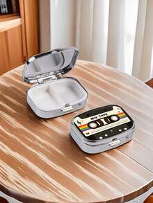 Retro Cassette Tape Design Pill Box - Compact Medication Organizer With Built-In Compartments, Ideal For Managing Daily Dosage During Travel. Sized To Fit In Pockets And Bags, Can Serve As A Unique Travel Accessory And Gift. - Multicolor - View 7