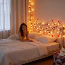 96 luces LED en forma de corazón con control remoto, tiras de iluminación decorativa creativa para pared y ventana, adecuada para decoración de fiestas y eventos - bastón de rosa - Ver 3