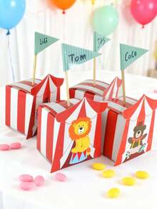 10Pcs Cute Cartoon Lion Candy Boxes Creative Circus Theme Animal Series Gift Boxes For Kids Baby Birthday Party Supplies - Multicolor - View 4