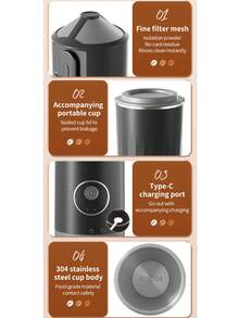 3-In-1 Portable Coffee Maker With Built-In Grinder - Mini Fully Automatic/Manual Drip Coffee Cup, Suitable For Travel, Outdoor, Camping, Handheld Espresso Machine Anytime Anywhere - American coffee machines - View 11