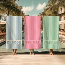 1pc 29″X58″ 31″X71″ Personalized Groovy Striped Beach Towel: Custom Bachelorette Party Gift - Kiểu-1 - Xem 1