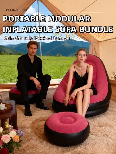 Ghế sofa hơi sang trọng mới dành cho người lười biếng, ghế sofa gấp gọn có chỗ để chân, giường nằm ngoài trời tiện lợi có chỗ để chân.