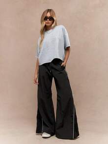 Oversized Heavy T-Shirt Modern Streetwear Essential Boxy Cut Casual Summer Basic Loopback Top Ultra Soft Minimalist Urban Fashion Staple-Unisex Summer Casual Vintage Cotton Printed T-Shirts For Couples - Xám - Xem 5