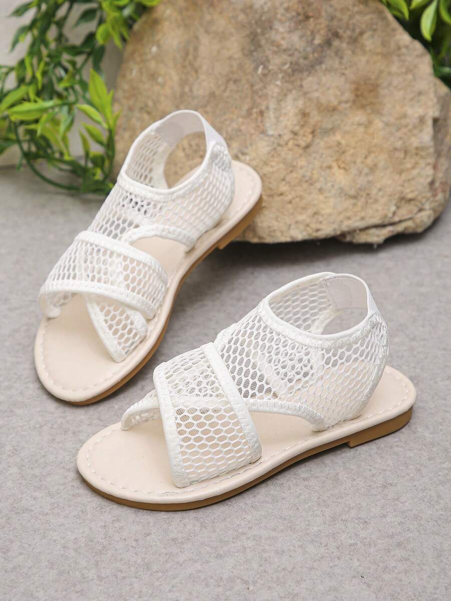 1 đôi giày bệt trẻ em mềm mại và thoải mái, thời trang và thoáng khí, đa năng, phù hợp cho mùa hè. - trắng - Xem 1