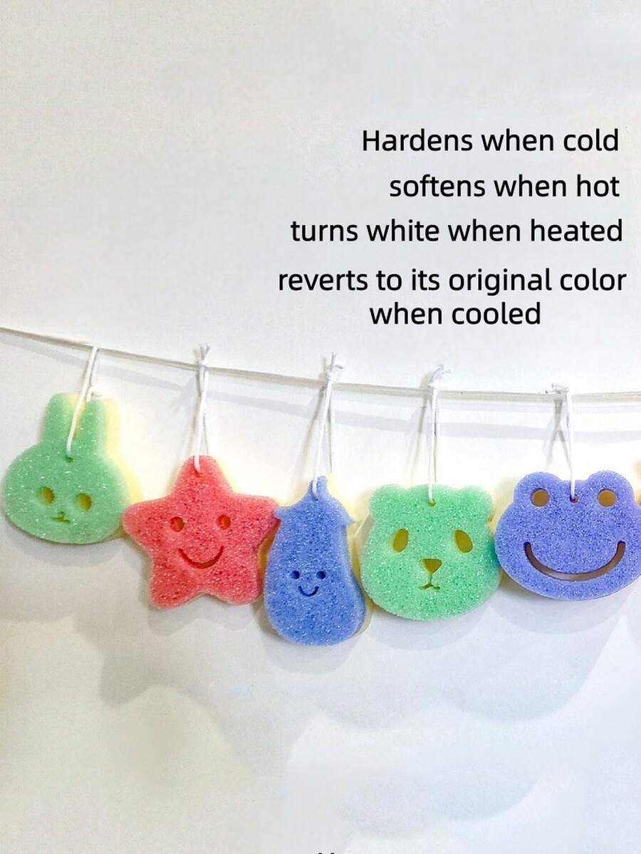 Miếng bọt biển hoạt hình cảm biến nhiệt độ để lau chùi, dụng cụ cọ nồi tẩy dầu mỡ nhà bếp, dụng cụ rửa chén. - nhiều màu - Xem 1