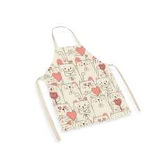 1 chiếc tạp dề hình trái tim họa tiết mèo, tạp dề in hình thời trang ngộ nghĩnh, tạp dề nhà bếp dùng khi nấu nướng, dọn dẹp, tạp dề gia đình sáng tạo. - Nhiều màu - Xem 6