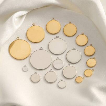 10 件装 304 不锈钢镀 18K 金 6-25mm 多尺寸凸面底座，适用于 DIY 饰品、项链、手链、吊坠及其他珠宝制作材料。不锈钢底座，手工配件。