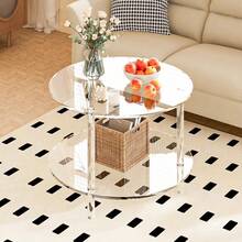 1 Bộ Bàn Phụ Bằng Acrylic Trong Suốt, Bàn Trà Tròn Có Thể Tháo Rời, Thích Hợp Cho Phòng Khách, Phòng Ngủ, Phòng Tắm, Hành Lang. - Trong suốt - Xem 6