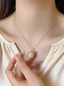 1 chiếc dây chuyền mặt ngọc trai giả kiểu Baroque Pháp thanh lịch, trang sức thời trang tối giản cổ điển dành cho nữ, thích hợp đeo hàng ngày và dự tiệc. - Nhiều màu - Xem 3