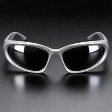 Y2K未来主义风格时尚眼镜，朋克风眼镜，适合音乐节、街头摄影、派对等场合。 - 銀色 - 查看 5