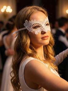 1/3/5/10 Pieces Women's Lace Masquerade Mask, Sexy Vintage Style, Cut-Out Floral Pattern Half-Face Mask With Ribbons, Suitable For All Seasons, Valentine's Day Costume - A - View 3